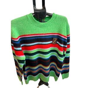 Houston White, green striped Sweater pullover Men’s Long sleeve Crewneck Striped